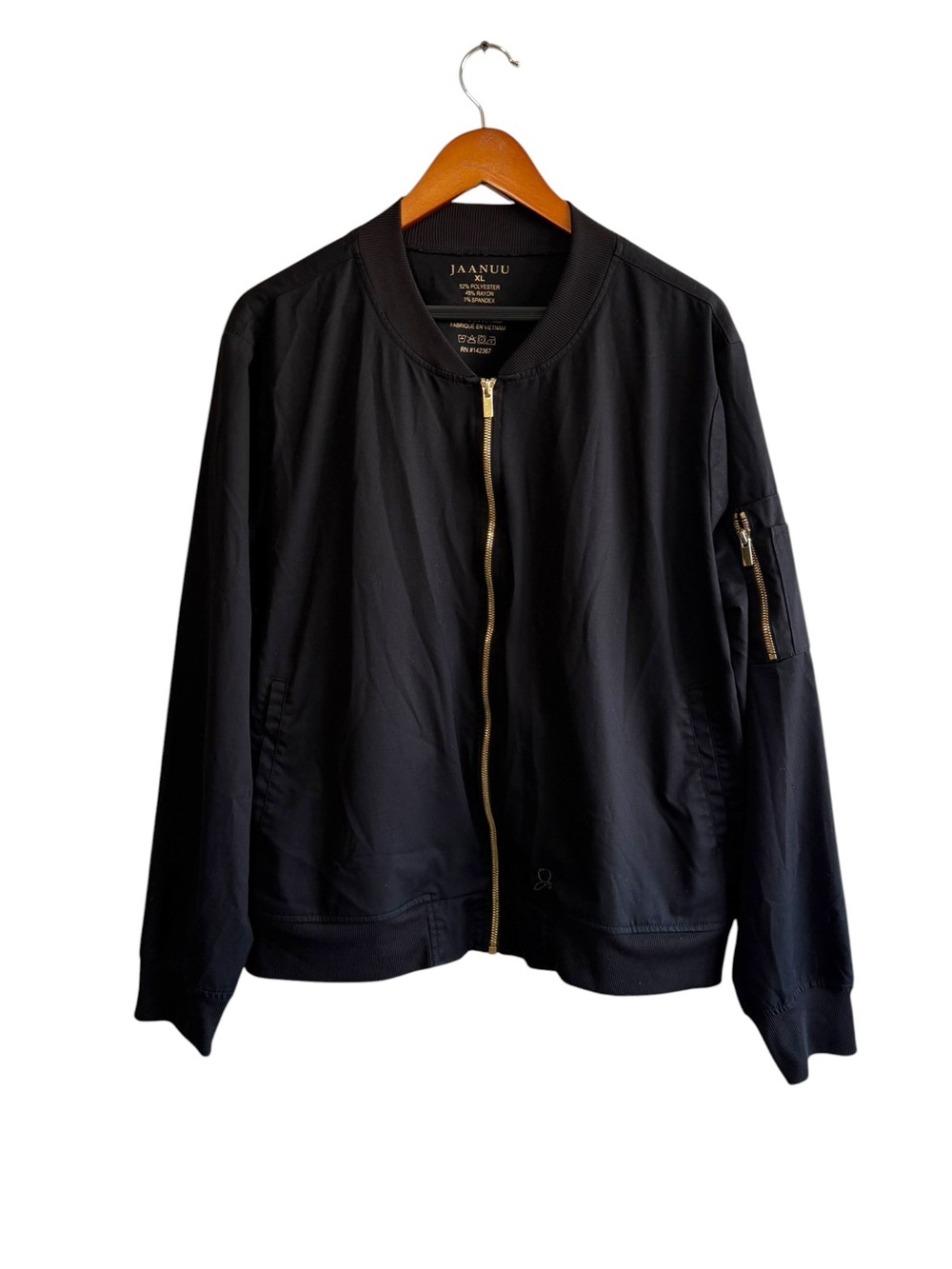 Jaanuu Size XL Black Full Zip Scrub Jacket Nurse Doctor Neutral Travel
